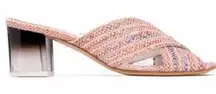 Beautiisoles Woven Cross-Strap Mules Multicolor Raffia Gradient Lucite Hee