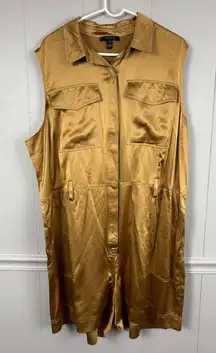 NWT Banana Republic 100% Silk Daydream Gold Yellow Romper XXL Elegant Utility