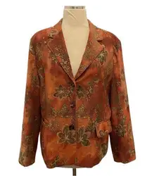 Bohemian Jacket Blazer Floral Printed Size Large
