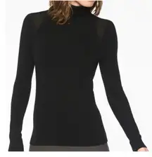 Athleta Futures Black Turtleneck Sweater Size Small Long Sleeve Ribbed Shoulder