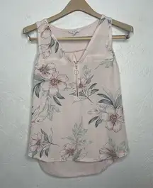 Candies Zipper Front Tank Top Light Pink with Flowers XS