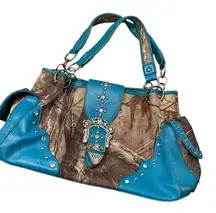 Y2K  Western Camo Bling Rhinestone Buckle Shoulder Bag Purse