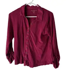 Eddie Bauer Shirt Y2k Small Pink Button Front Long Sleeve‎ 100% Cotton Button Up