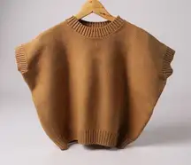 Womens Vanessa Bruno Cap-Sleeve Cropped Merino Wool knit sweater vest XS Tan