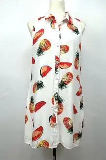 Sleeveless Pineapple Watermelon Shirt Dress Size L