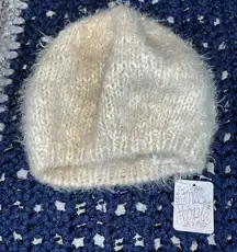 Free People Ivory Metallic Knit Eyelash Beanie / Beret Hat
