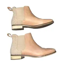 TOMS Ella Leather Chelsea Boots  Womens Size W7 Honey Leather Faux Shearling
