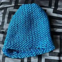 Homemade Hand Crocheted Blue Beanie Winter Hat-Adults