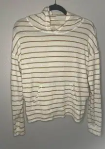 American Eagle white and yellow striped hoodie