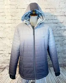 New Balance Puffer Coat Jacket Gray Dip Dye Ombré Effect Winter Women’s Size XL