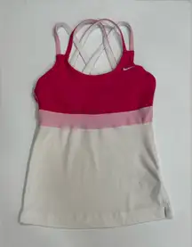 Nike Dri Fit Victory women’s White and Pink Color block Athletic Top, Medium