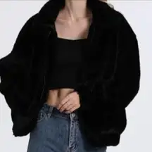 Locachy Shaggy Faux Fur Jacket Black Women Size Medium