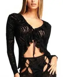 I.AM.GIA Annihya Pant Amina Top Black Animal Print Burnout Sexy 2 Piece Set S