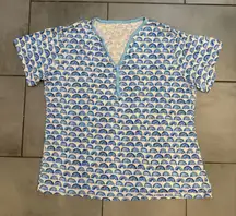 Little Sleepies Blue Rainbows Short Sleeve Bamboo Viscose Pajama Top