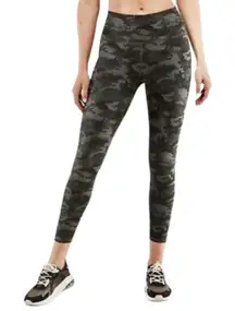 Fabletics Define Powerhold Crop Leggings‎ Gray Green Camoflauge Size Small