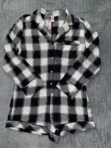 Victorias‎ Secret Black Plaid Romper Jumpsuit Flannel Pajama Size M NWT