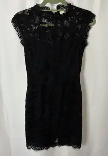 SANS SOUCI Size S Black High Neck Lace Overlay Sleeveless Dress Party Sexy Sweet