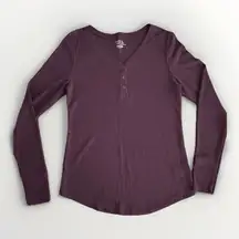 Y2K Vintage L‎ Dark Purple Waffle Knit Bella Swan Henley Elena Gilbert Layering