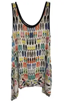 Karen Kane  Tank Top Shoe Print Novelty Whimsical Fashionista Size Medium