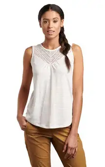 Kuhl Sonia Tank White Knit Lace Seersucker Outdoor Moisture Wicking Activewear