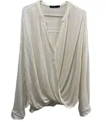 Anthropologie Maven West women’s cream colored pho wrap, blouse size large