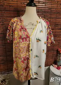 🎀🎀🎀BOGOHO 🎀🎀🎀Floral and Paisley Patchwork Blouse-Large