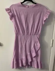 Lilac Purple Asymmetrical Ruffle Wrap Dress  Size Small Easter Spring