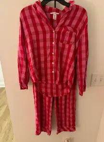 victoria’s secret matching 2 piece pajama set red and pink size XS