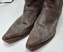 Justin Bent Rail Brown Embridered Cowgirl Western Boots