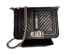 Rebecca Minkoff Love Chevron Quilted‎ Leather Top-Zip Crossbody Bag Black
