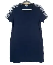 Women's Calvin Klein T-shirt Dress Navy Blue Black CK Logo‎ Tape XL