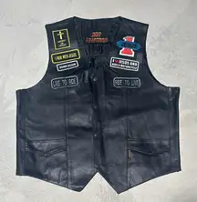 Vintage 90s Leather WWJD Riders For Christ CMC Patches Biker Vest HOG Jesus