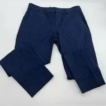 Gap Slim Crop Jacquard Weave Geometric Pattern Navy Flat Front Mid Rise Pants-0R