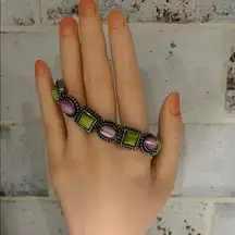 Pink and Green Stone Bracelet that Slips On