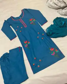 Blue Kameez with Plazzo Pajami - Indian/Pakistani Suit 