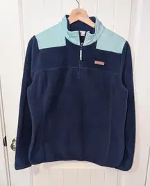 Vineyard Vines Fleece Quarter Zip Pullover Women's Medium Two Tone Blue