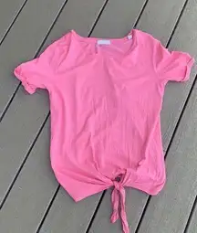 Green Envy Summer Top Pink Coral Womens Small Tie Knot