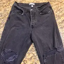 Abercrombie & Fitch 29/8 Curve Love Low Rise Black Baggy Jeans Distressed