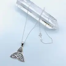 Celtic Sun, Moon, & Star Rainbow Moonstone Sterling Silver Necklace