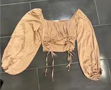 Chic Tan Off-Shoulder Blouse