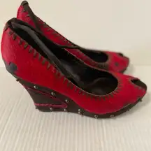 Hype red wedge studded heels women’s size 7