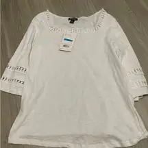 Elegant White Crochet Trim Blouse