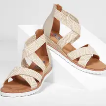 Skechers Bobs espadrille wedge memory foam comfort walking sandals NWT size 10