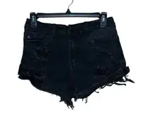 Women’s KanCan black mid-rise distressed denim shorts grunge festival summer
