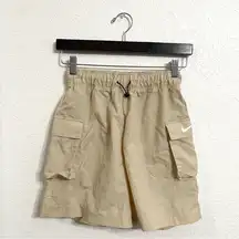 Nike Womens Shorts Tan High Rise Essential Woven Cargo Pockets Pull On Size XS