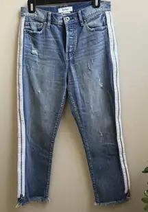 Pistola Charlie Jeans  Blue Distressed Straight Leg Side Leg Zipper Size 27