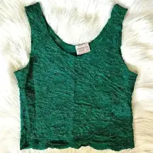 Vintage Featherbed Intimates Emerald Green Lace Sheer Top Large