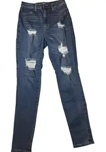 Jeans Fashion Nova Distressed Skinny Dark Wash Ripped Stretch High Rise Women 9