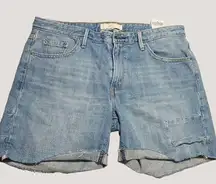 Levis Size 8 Girls Womens Denim Blue Jean Cut Off Shorts Raw Hem Patchwork