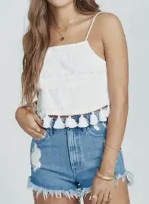 Show Me Your Mumu White Boho Crochet Tassel Tank Top Festival Beach Summer M
